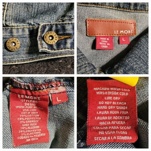 Le More patch denim jacket football patches all over L - Picture 4 of 4